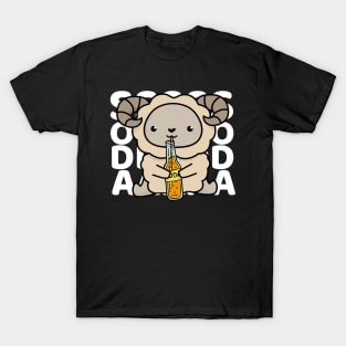 Kawaii Sheep Loves Soda - White T-Shirt